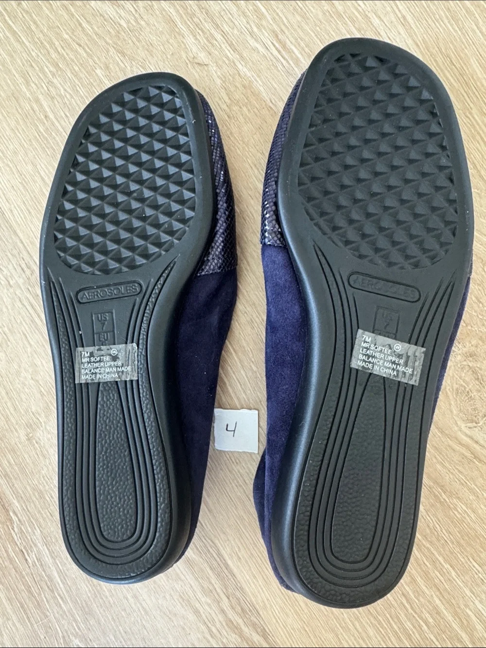 AEROSOLES Navy Foldable Snake-Texture Slip-On Flats